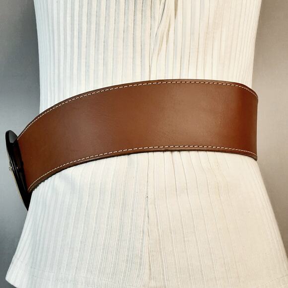 Cache Womens Chunky Belt Medium Waist Camel Brown Decorative Buckle And Loop - Picture 3 of 13